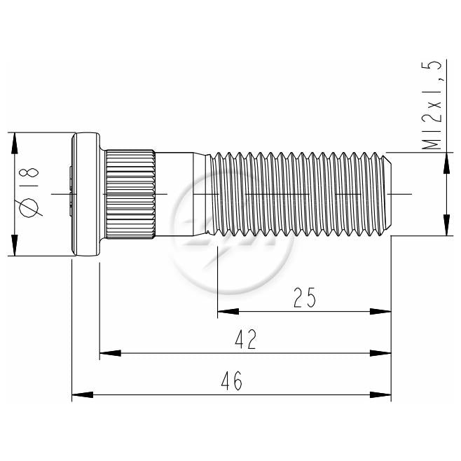 Kit 50 Parafuso de Roda M12-1,5 x 42/46 - ZM - 30.012.16 - (2)