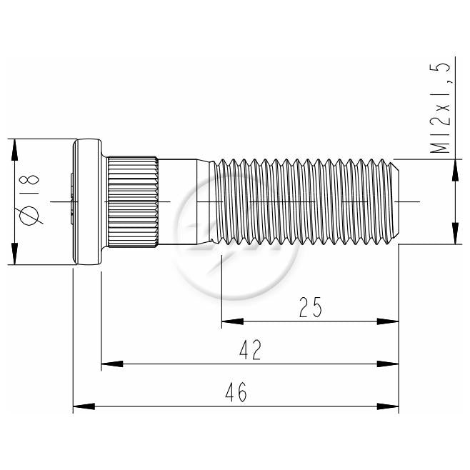 Kit 50 Parafuso de Roda M12-1,5 x 42/46 - ZM - 30.012.17 - (2)