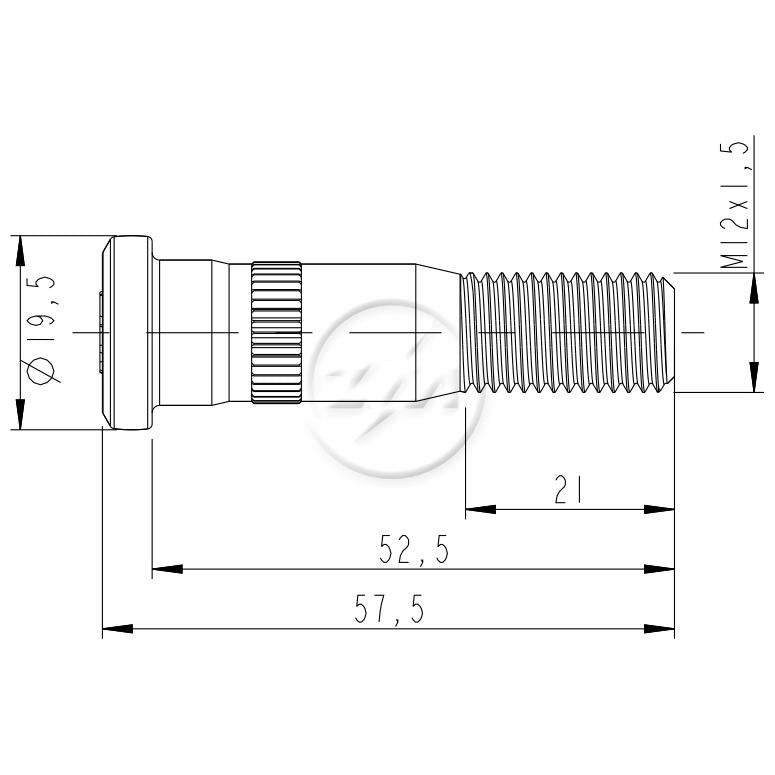 Kit 50 Parafuso de Roda M12-1,5 x 52,5/57,5 - ZM - 30.012.21 - (2)