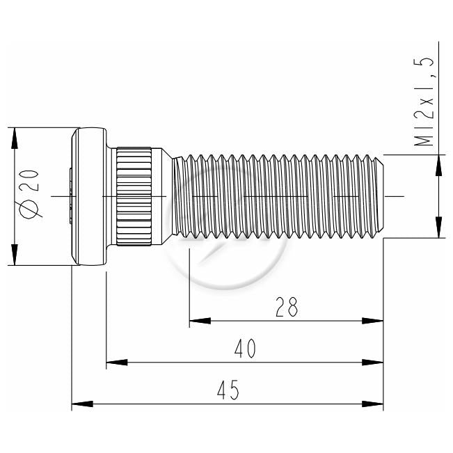 Kit 50 Parafuso de Roda M12-1,5 x 40/45 - ZM - 30.012.26 - (2)