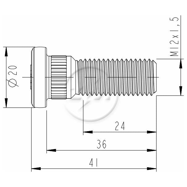 Kit 50 Parafuso de Roda M12-1,5 x 36/41 - ZM - 30.012.27 - (2)