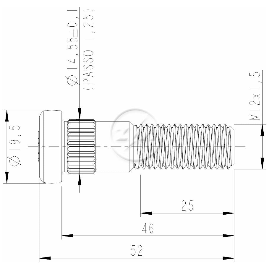 Kit 50 Parafuso de Roda M12-1,5 x 46/52 - ZM - 30.012.32 - (2)