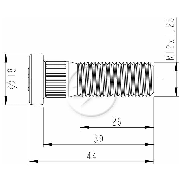 Kit 50 Parafuso de Roda M12-1,25 x 39/44 - ZM - 30.012.46 - (2)