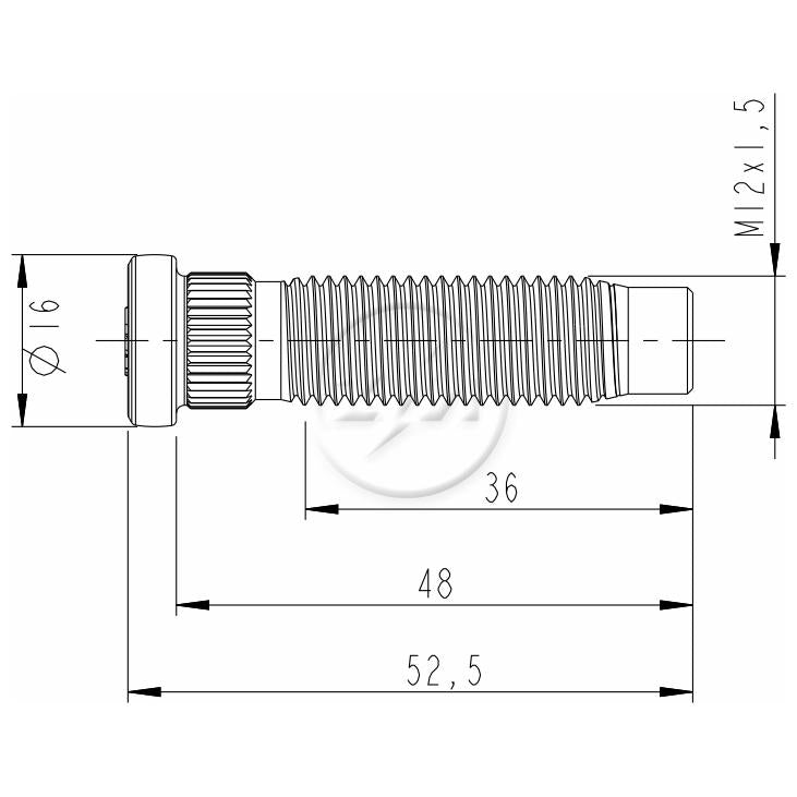 Kit 50 Parafuso de Roda M12-1,5 x 48/52,5 - ZM - 30.012.59 - (2)