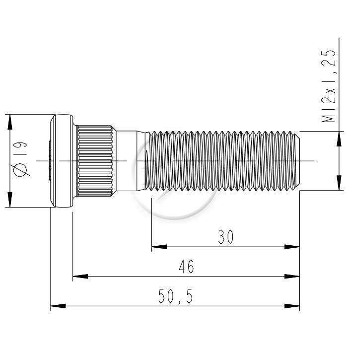 Kit 50 Parafuso de Roda M12-1,25 x 46/50,5 - ZM - 30.012.76 - (2)
