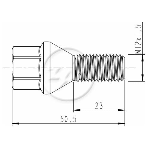 Kit 50 Parafuso de Roda M12-1,5 x 23/50,5 x CH17 - (2)