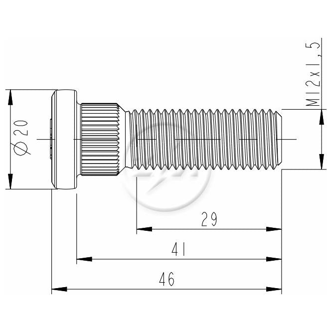 Kit 50 Parafuso de Roda M12-1,5 x 41/46 - ZM - 30.012.92 - (2)
