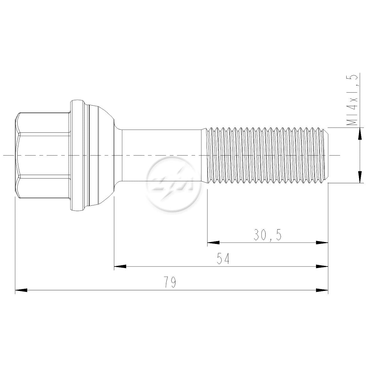 Kit 30 Parafuso de Roda M14-1,5 x 54/79 x CH19 - (2)