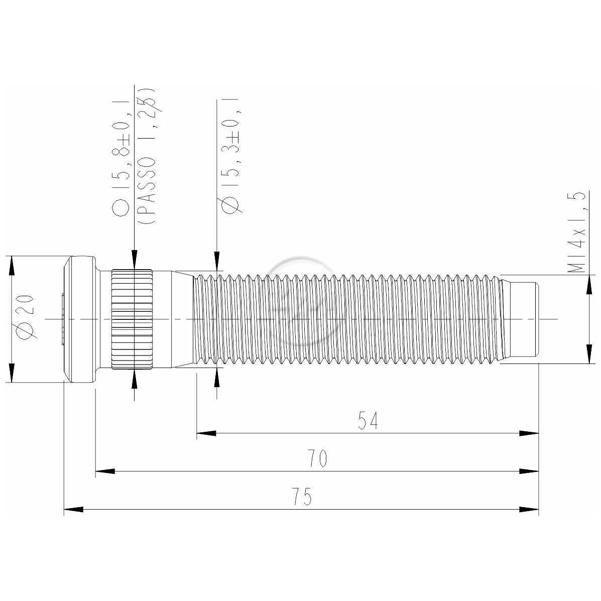 Kit 30 Parafuso de Roda M14-1,5 x 70/75 - ZM - 30.014.21 - (2)