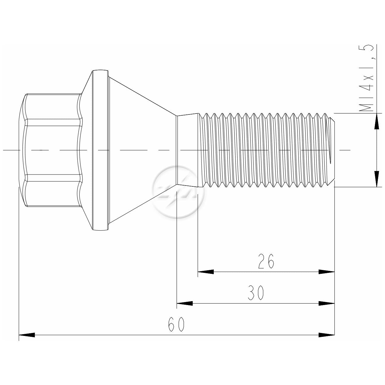 Kit 30 Parafuso de Roda M14-1.5 x 30/60 x CH19 - (2)