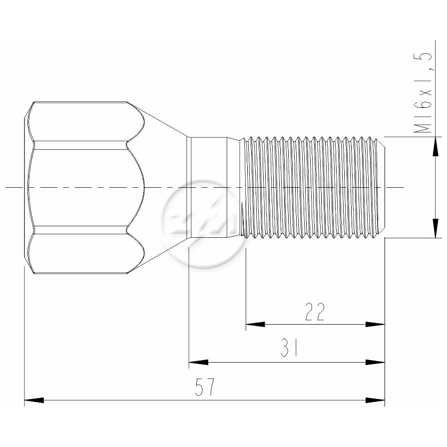 Kit 50 Parafuso de Roda M16-1,5 x 31/57 x CH24 - (2)
