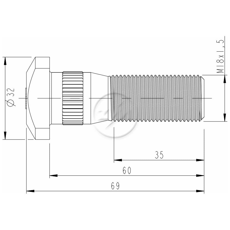 Kit 25 Parafuso de Roda M18-1,5 x 60/69 - ZM - 30.018.33 - (2)