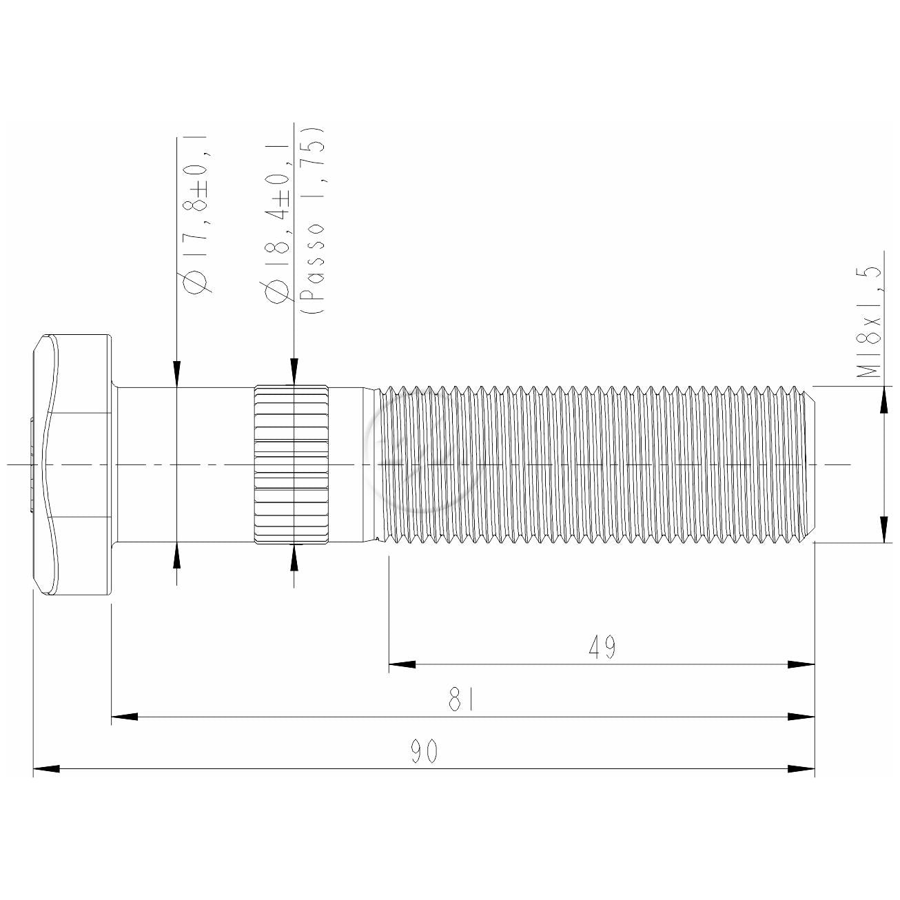 Kit 50 Parafuso de Roda M18-1,5 x 81/90 - ZM - 30.018.41 - (2)