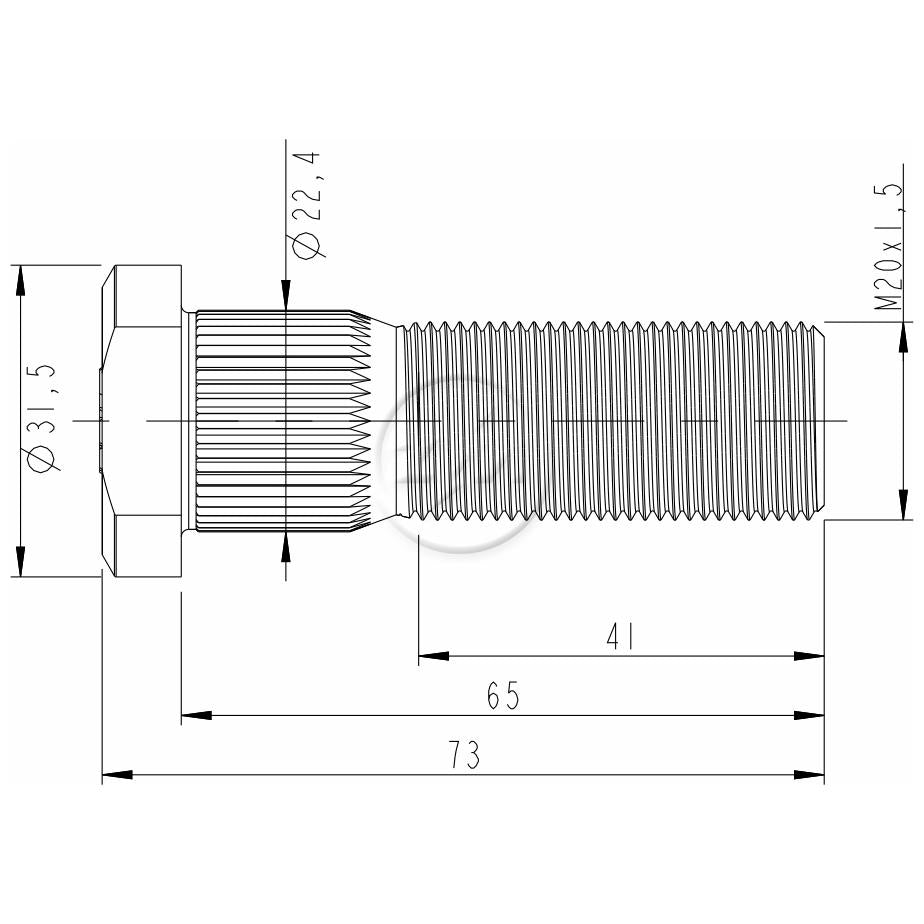 Kit 25 Parafuso de Roda M20-1,5 x 65/73 - ZM - 30.020.45 - (2)