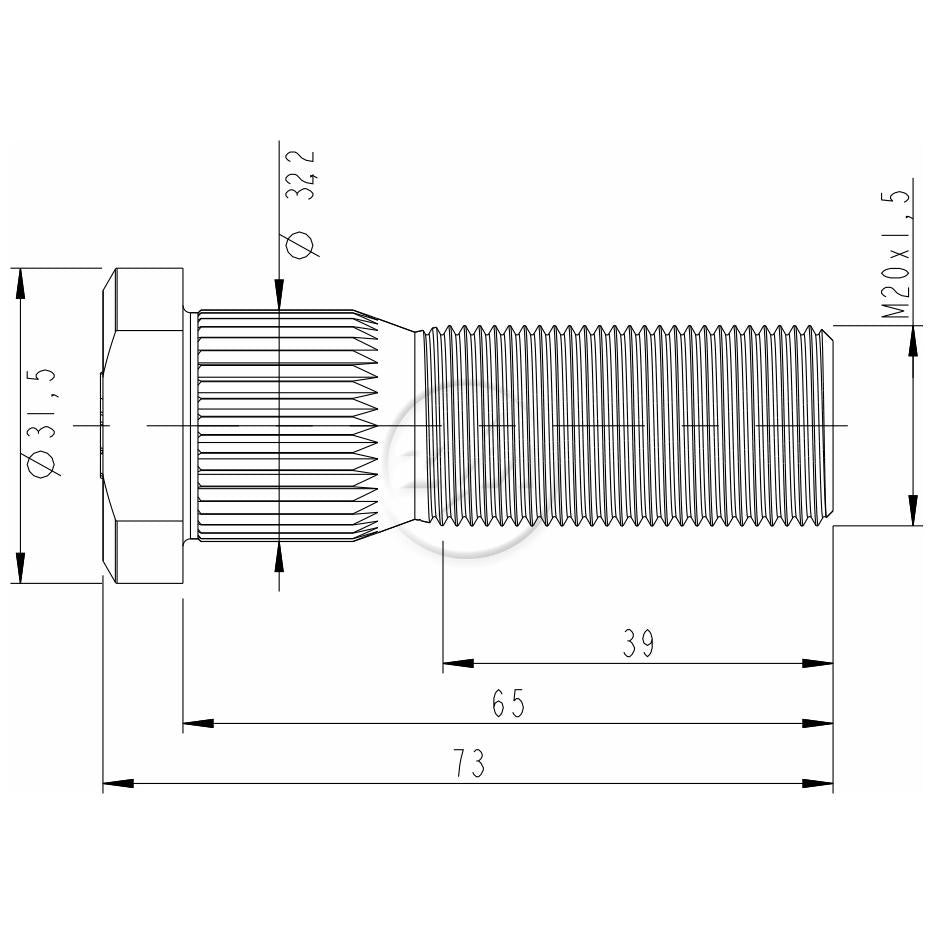 Kit 25 Parafuso de Roda M20-1,5 x 65/73 - ZM - 30.020.46 - (2)
