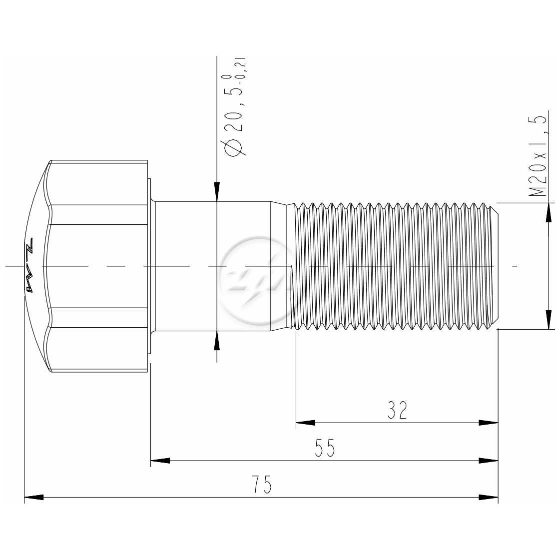 Kit 25 Parafuso da Esteira M20-1,5 x 55 x CH30 - (2)