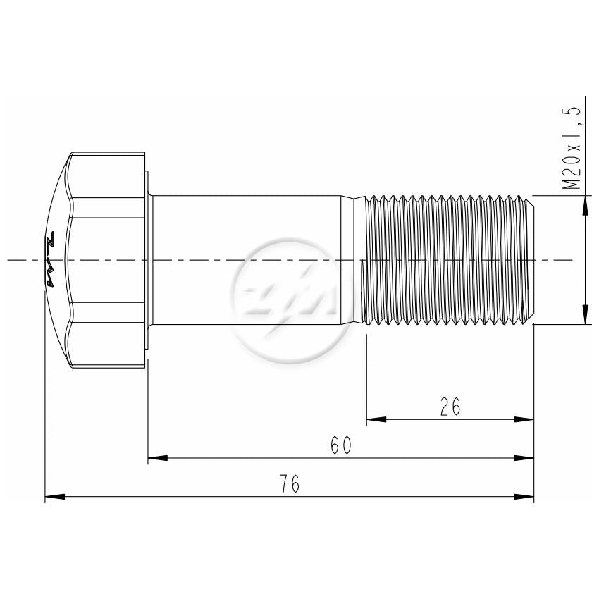 Kit 25 Parafuso da Esteira M20-1,5 x 60 x CH30 - (2)