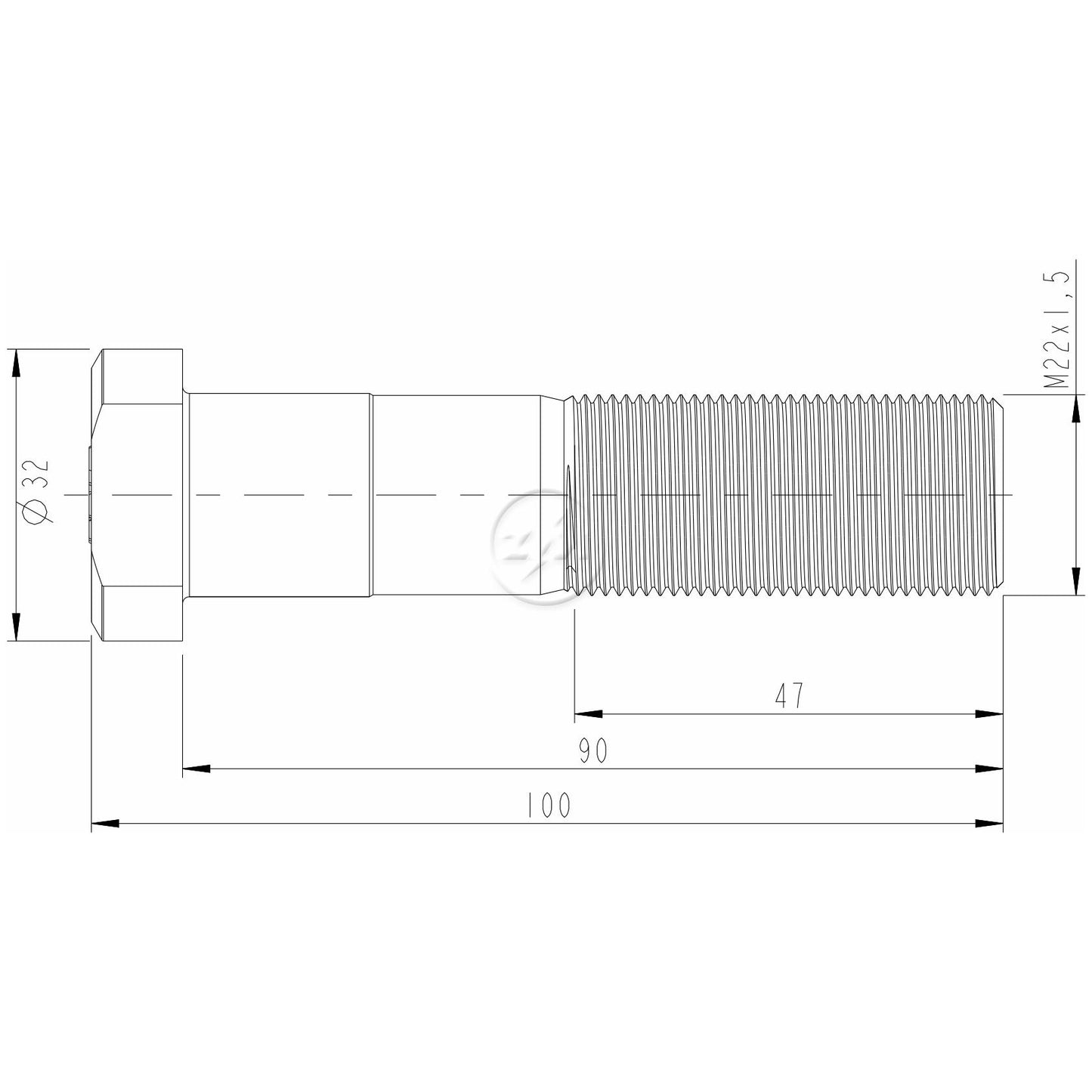 Kit 40 Parafuso de Roda M22-1,5 x 90/100 - ZM - 30.022.09 - (2)