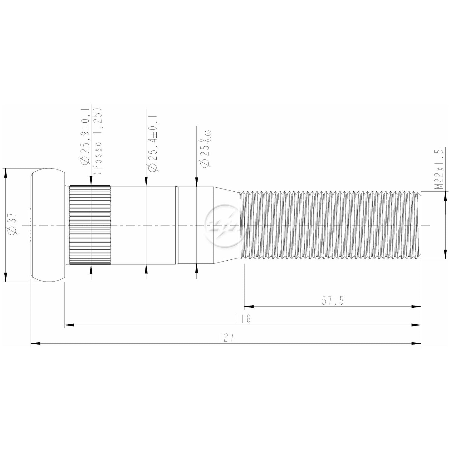Kit 30 Parafuso de Roda M22-1,5 x 116/127 - ZM - 30.022.22 - (2)