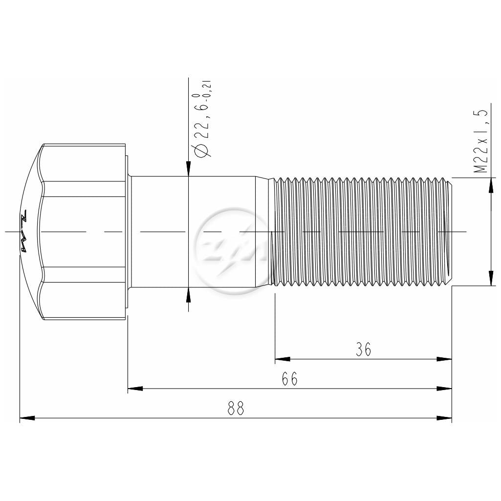 Kit 25 Parafuso da Esteira M22-1,5 x 66 - ZM - 30.022.50 - (2)