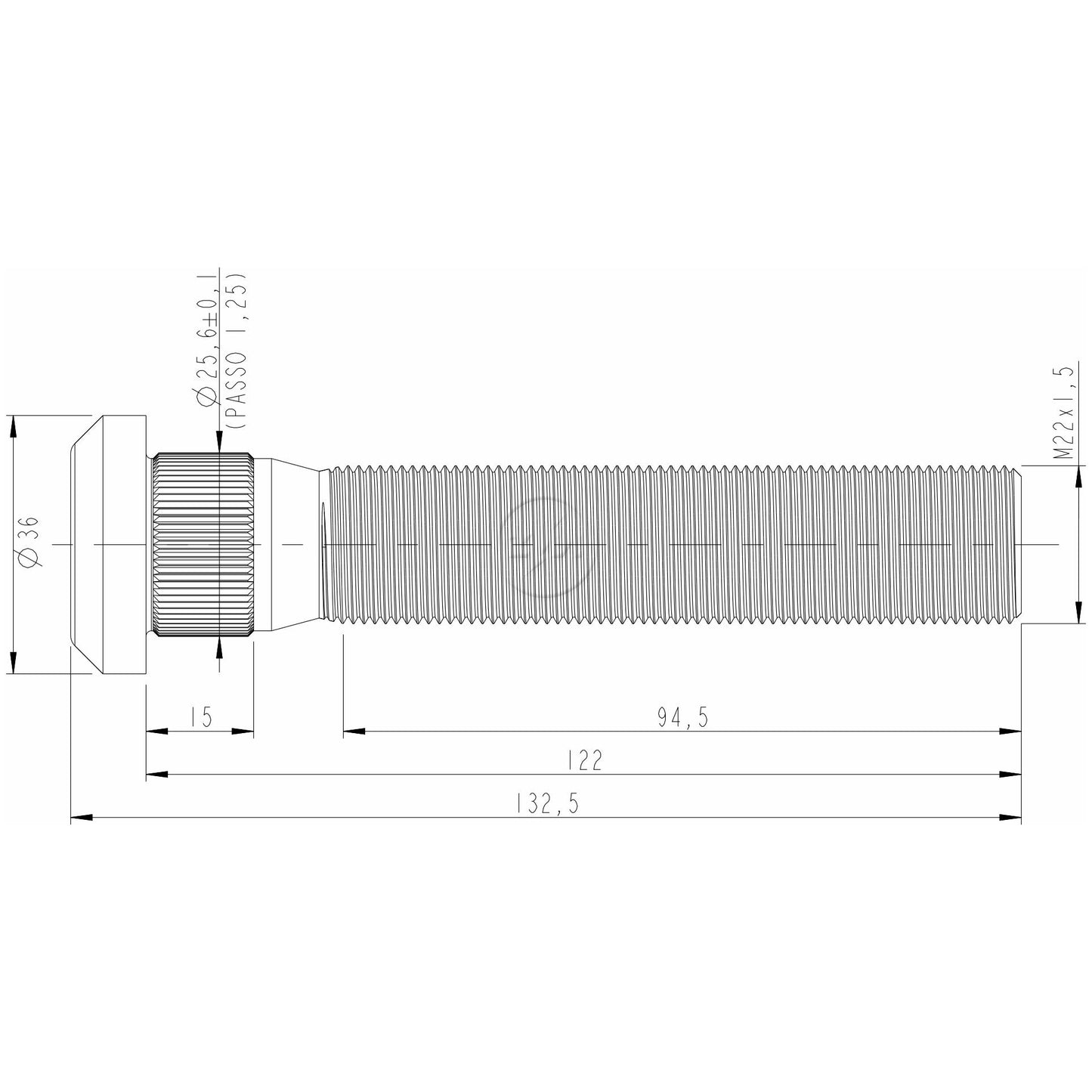 Kit 30 Parafuso de Roda M22-1,5 x 122/132,5 - ZM - 30.022.76 - (2)