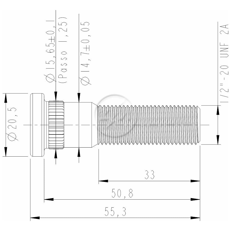 Kit 50 Parafuso de Roda 1/2"-20UNF x 50,8/55,3 - (2)