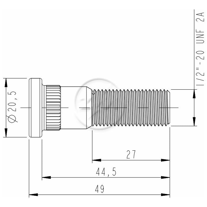 Kit 50 Parafuso de Roda 1/2"-20UNF x 44,5/49 - (2)