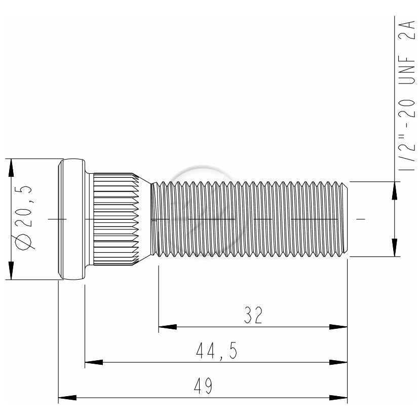 Kit 50 Parafuso de Roda 1/2"-20UNF x 44,5/49 - (2)