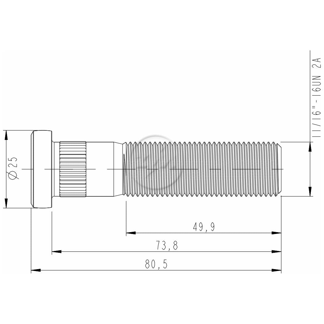 Kit 30 Parafuso de Roda 11/16"-16UN x 73,8/80,5 - (2)