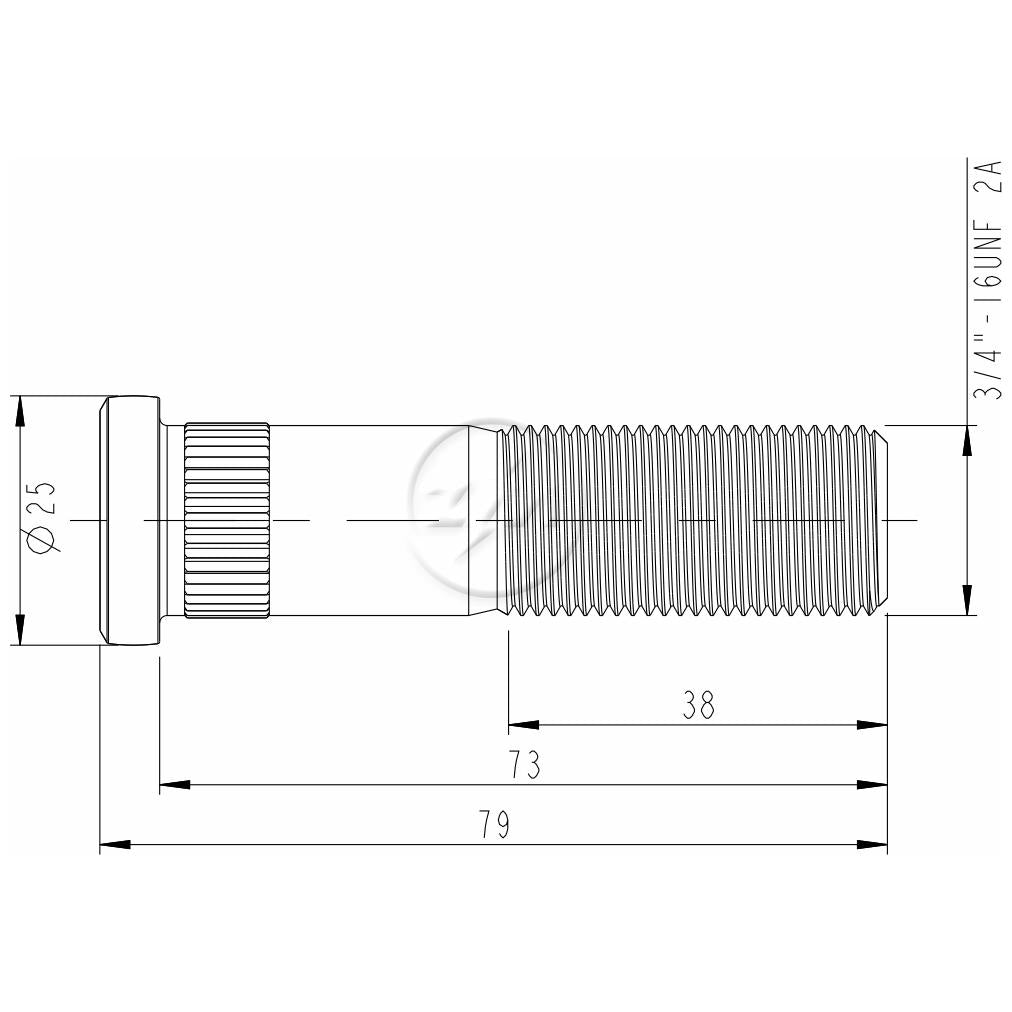 Kit 25 Parafuso de Roda 3/4"-16UNF x 73/79 - ZM - 30.304.30 - (2)