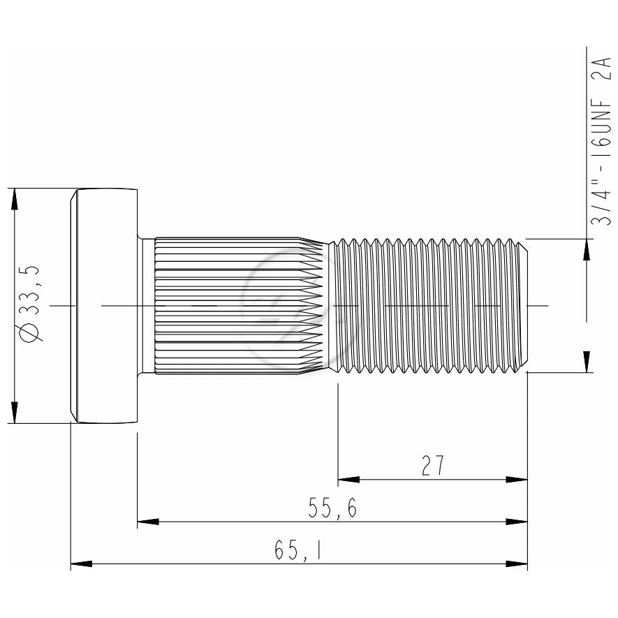Kit 30 Parafuso de Roda 3/4"-16UNF x 55,6/65,1 - (2)