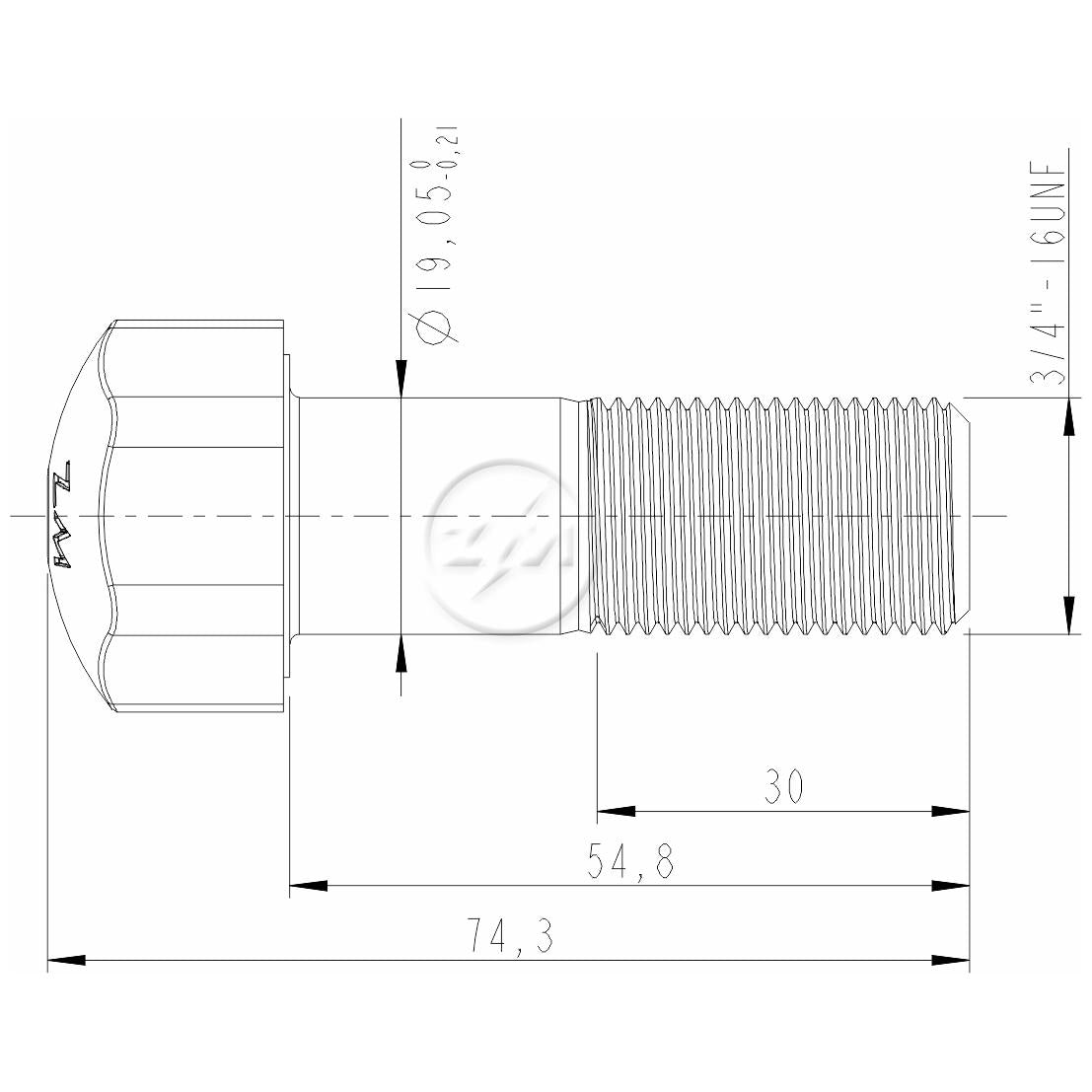 Kit 25 Parafuso da Esteira 3/4"-16UNF x 2,5/32" - (3)
