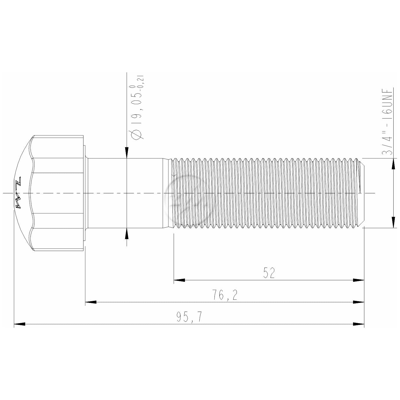 Kit 50 Parafuso da Esteira 3/4"-16UNF x 3" - ZM - 30.304.52 - (3)