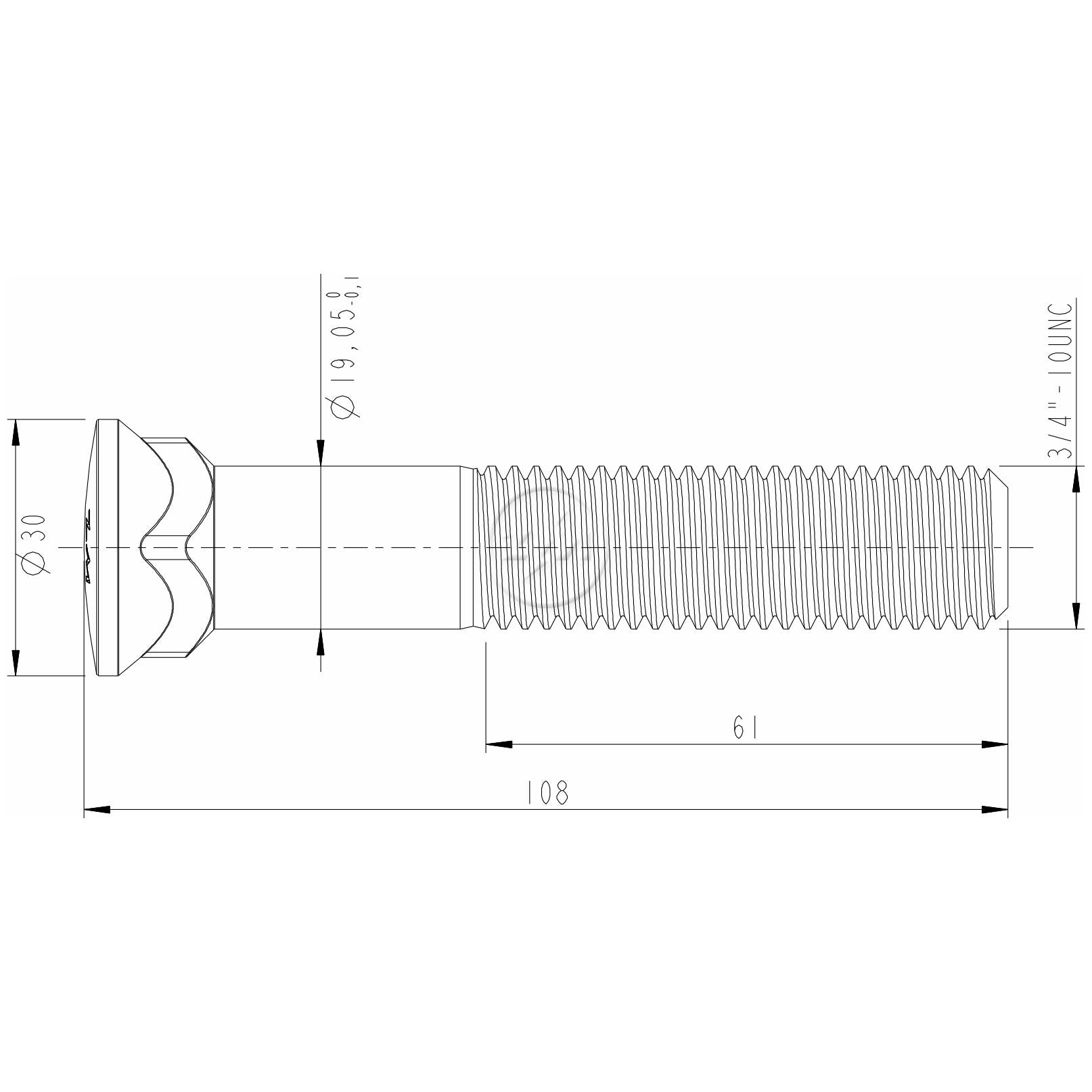 Kit 50 Parafuso Lâmina Trator 3/4"-10UNC x 4,1/4" - (2)