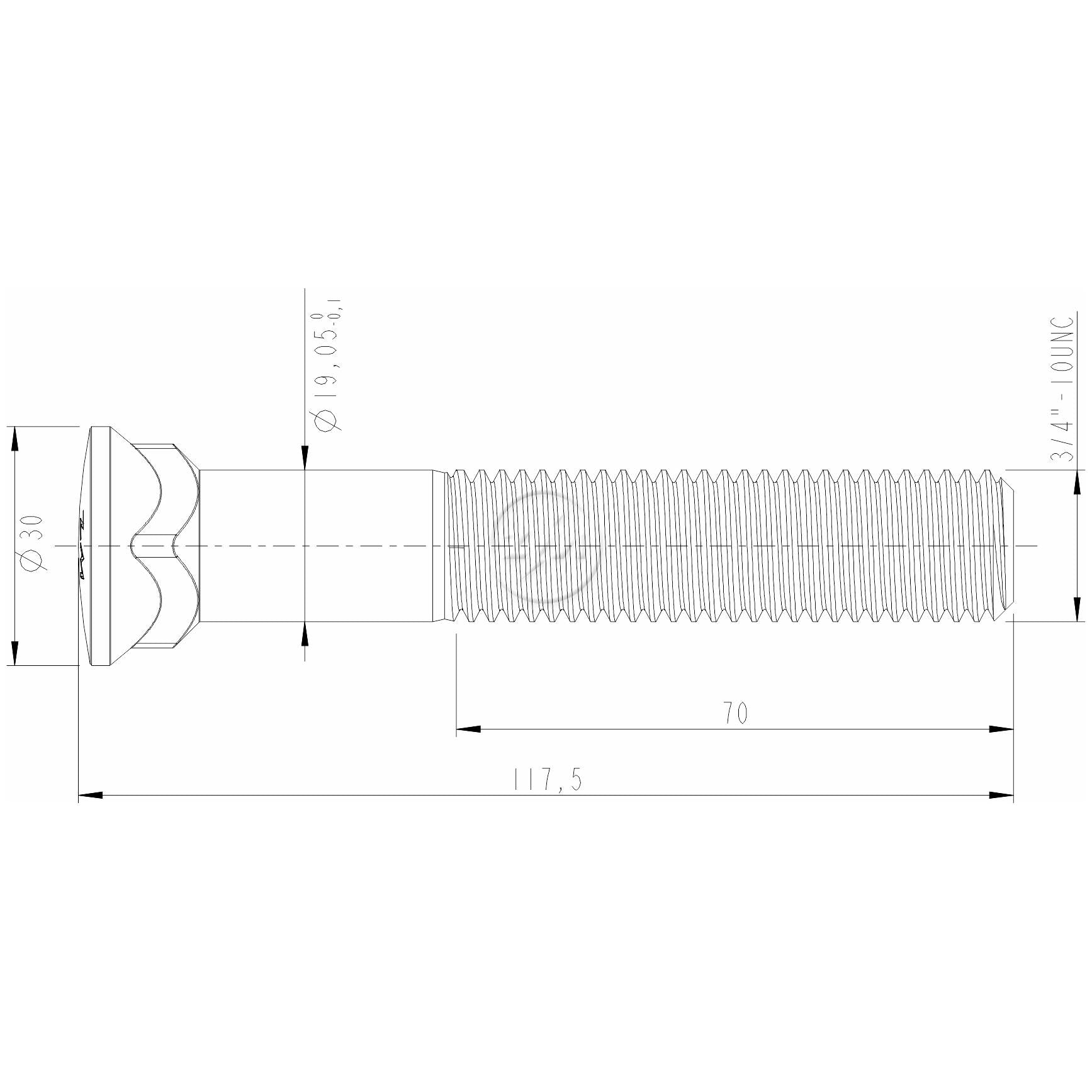 Kit 50 Parafuso Lâmina Trator 3/4"-10UNC x 4,5/8" - (2)