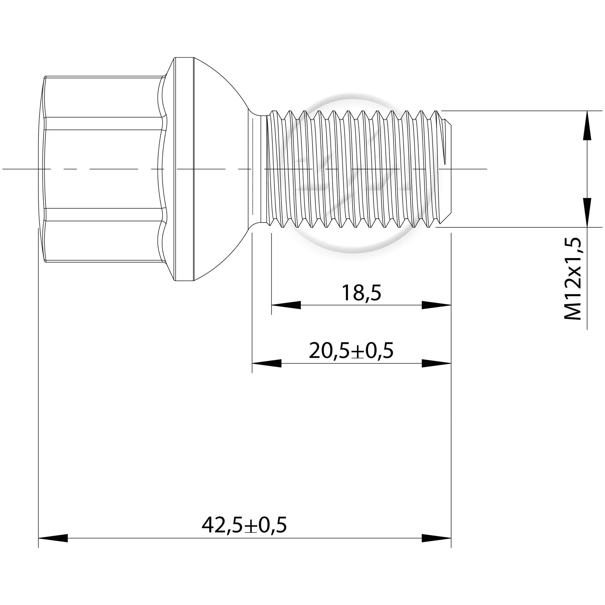 Kit 50 Parafuso de Roda M12-1,5 x 20,5/42,5 x CH17 - (2)