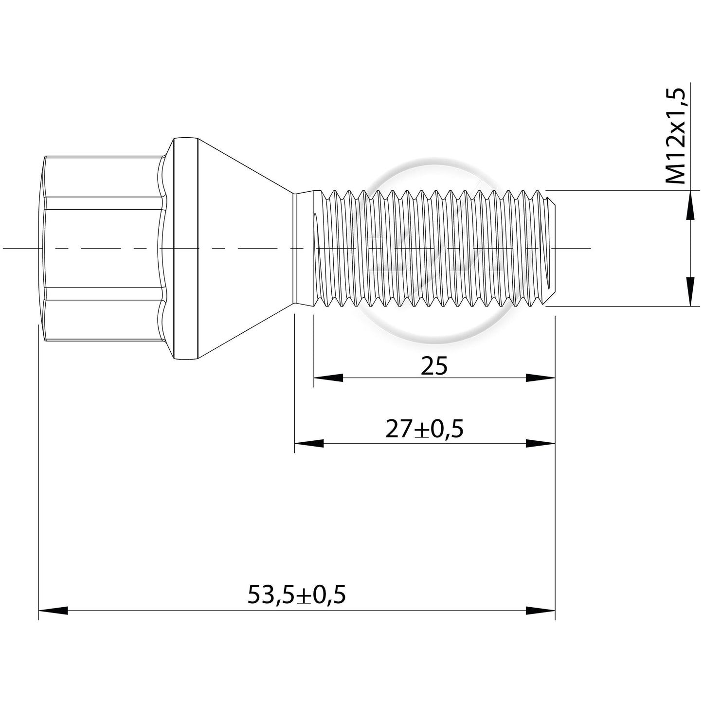 Kit 50 Parafuso de Roda M12-1,5 x 27/53,5 x CH17 - (2)