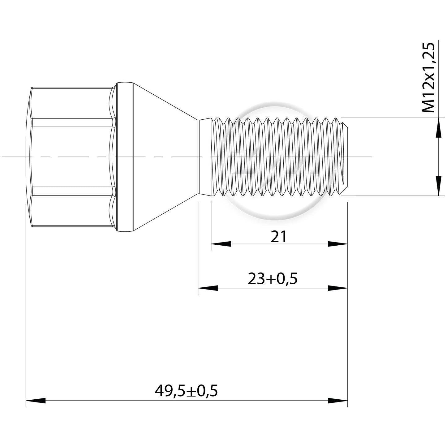 Kit 50 Parafuso de Roda M12-1,5 x 23/49,5 x CH19 - (2)