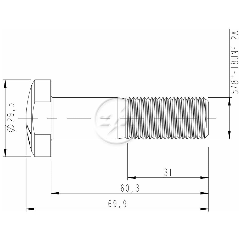 Kit 25 Parafuso de Roda 5/8"-18UNF x 60,3/69,9 - (2)
