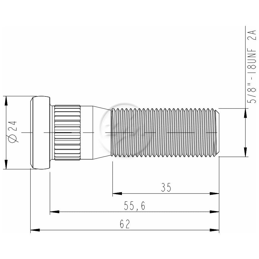 Kit 30 Parafuso de Roda 5/8"-18UNF x 55,6/62 - (2)