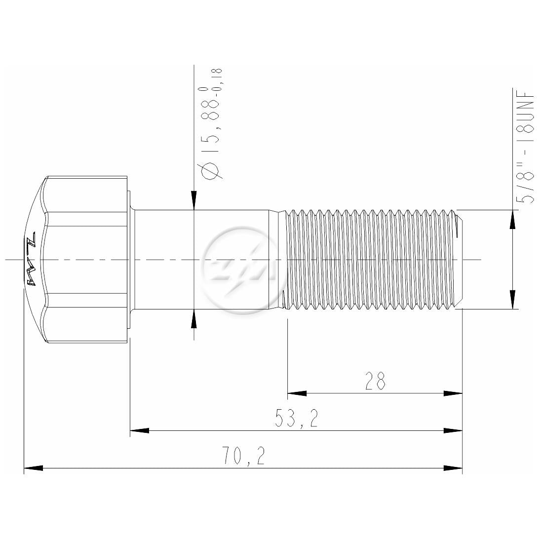 Kit 50 Parafuso da Esteira 5/8"-18UNF x 2,3/32" - (2)