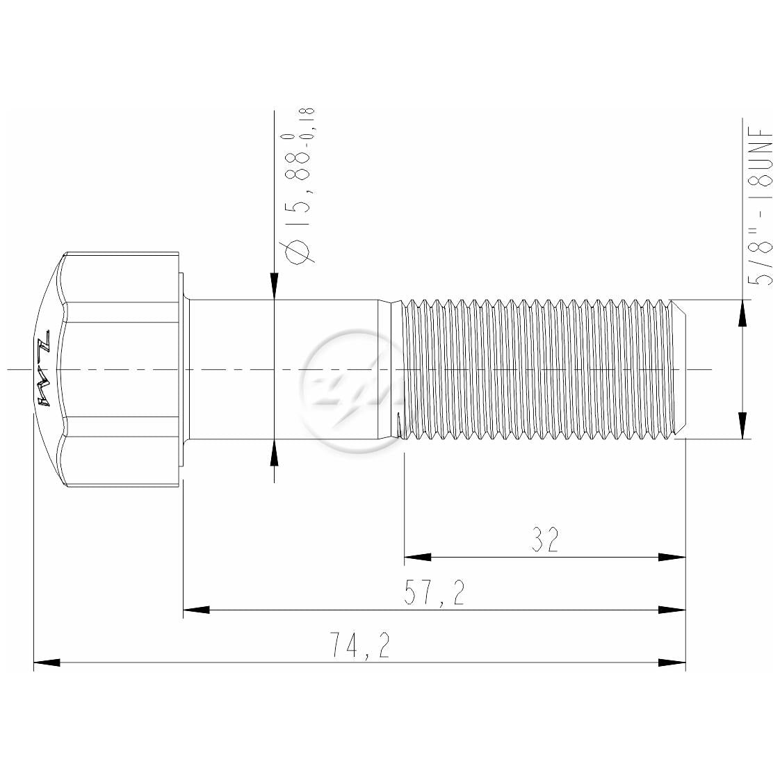 Kit 50 Parafuso da Esteira 5/8"-18UNF x 2,1/4" - (2)