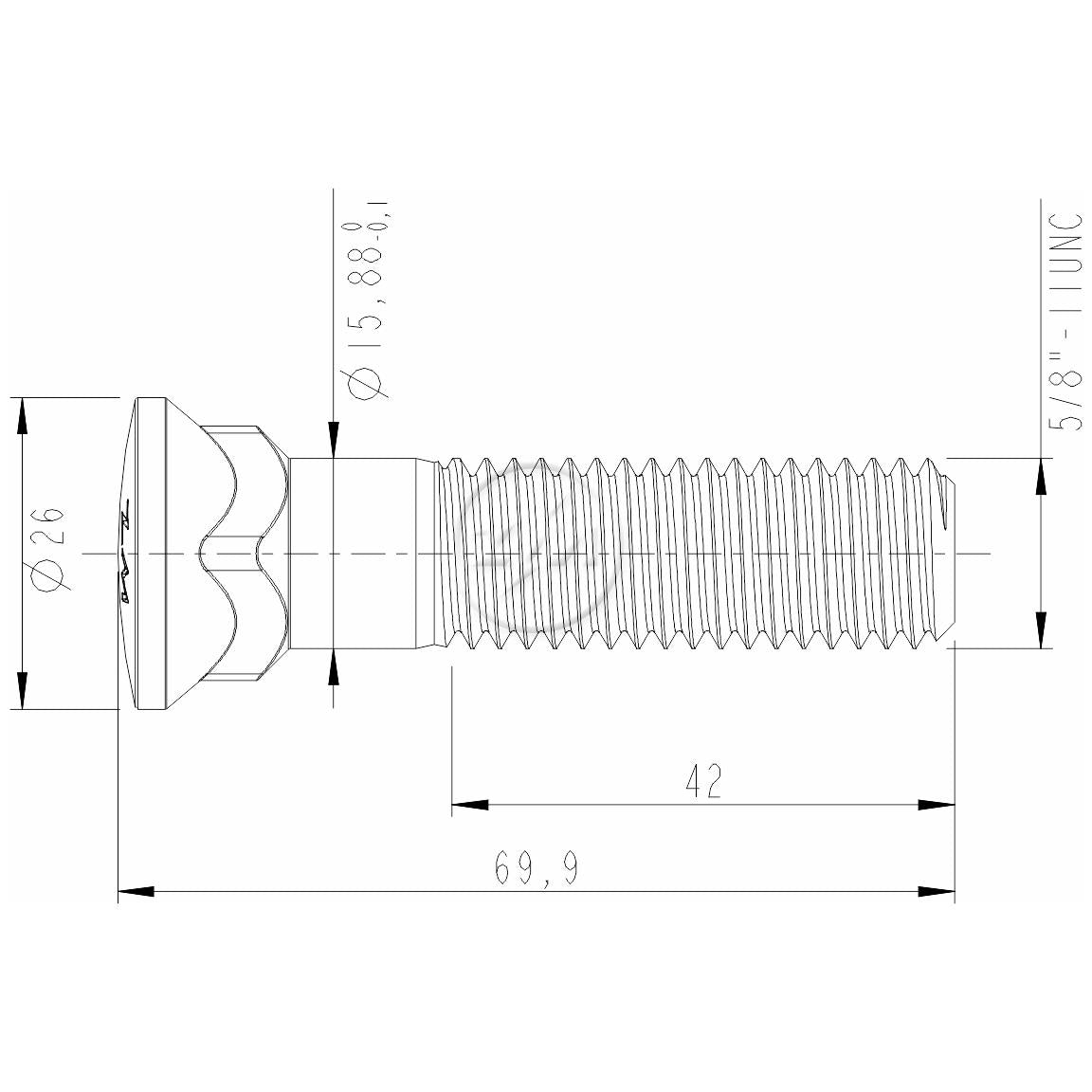 Kit 50 Parafuso Lâmina Trator 5/8"-11UNC x 2,3/4" - (2)