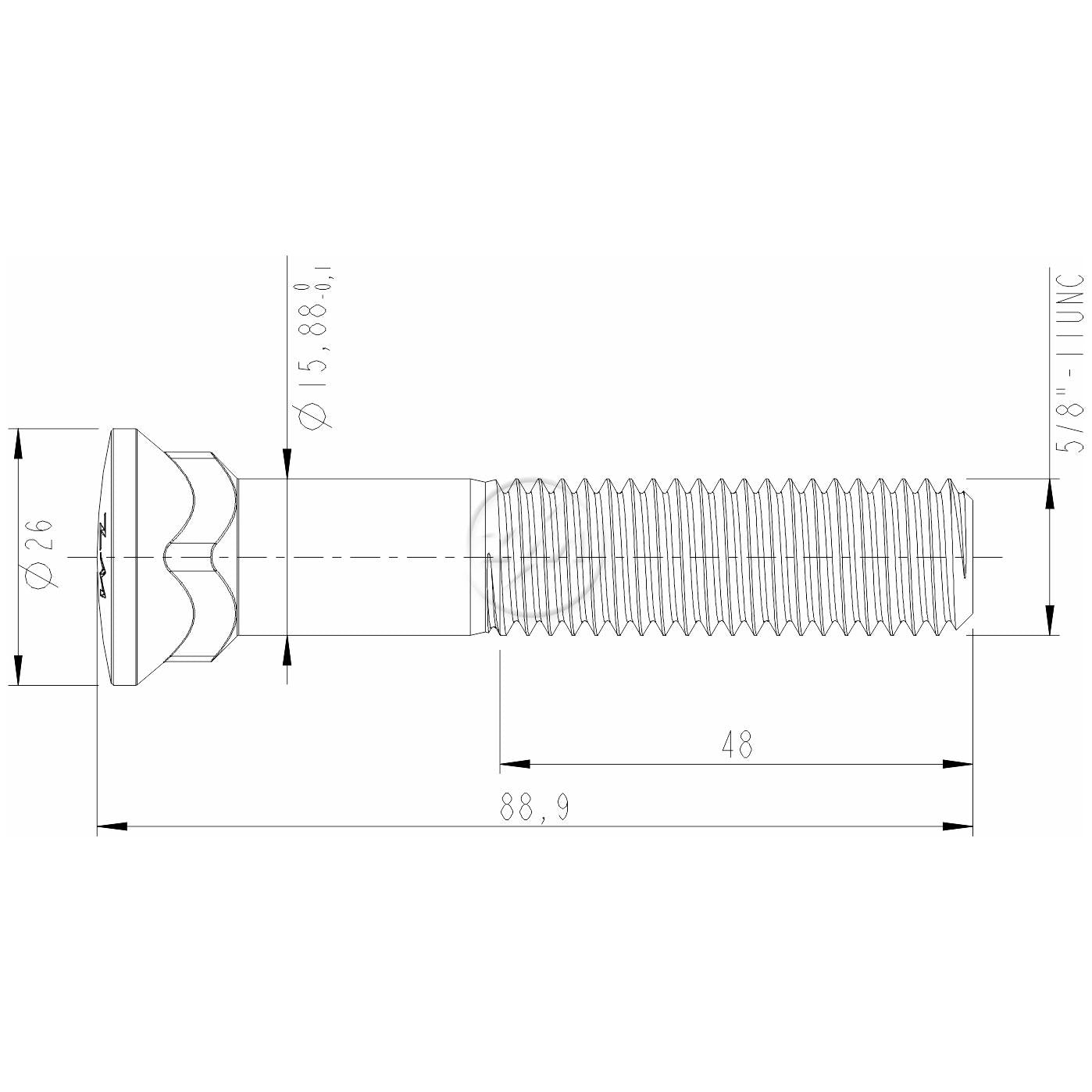 Kit 50 Parafuso Lâmina Trator 5/8"-11UNC x 3,1/2" - (2)