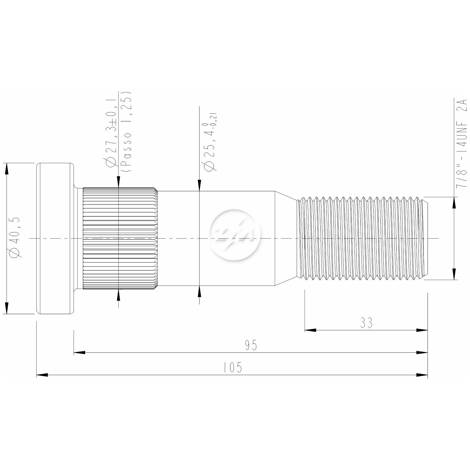 Kit 30 Parafuso de Roda 7/8"-14UNF x 95/105 - ZM - 30.708.04 - (2)