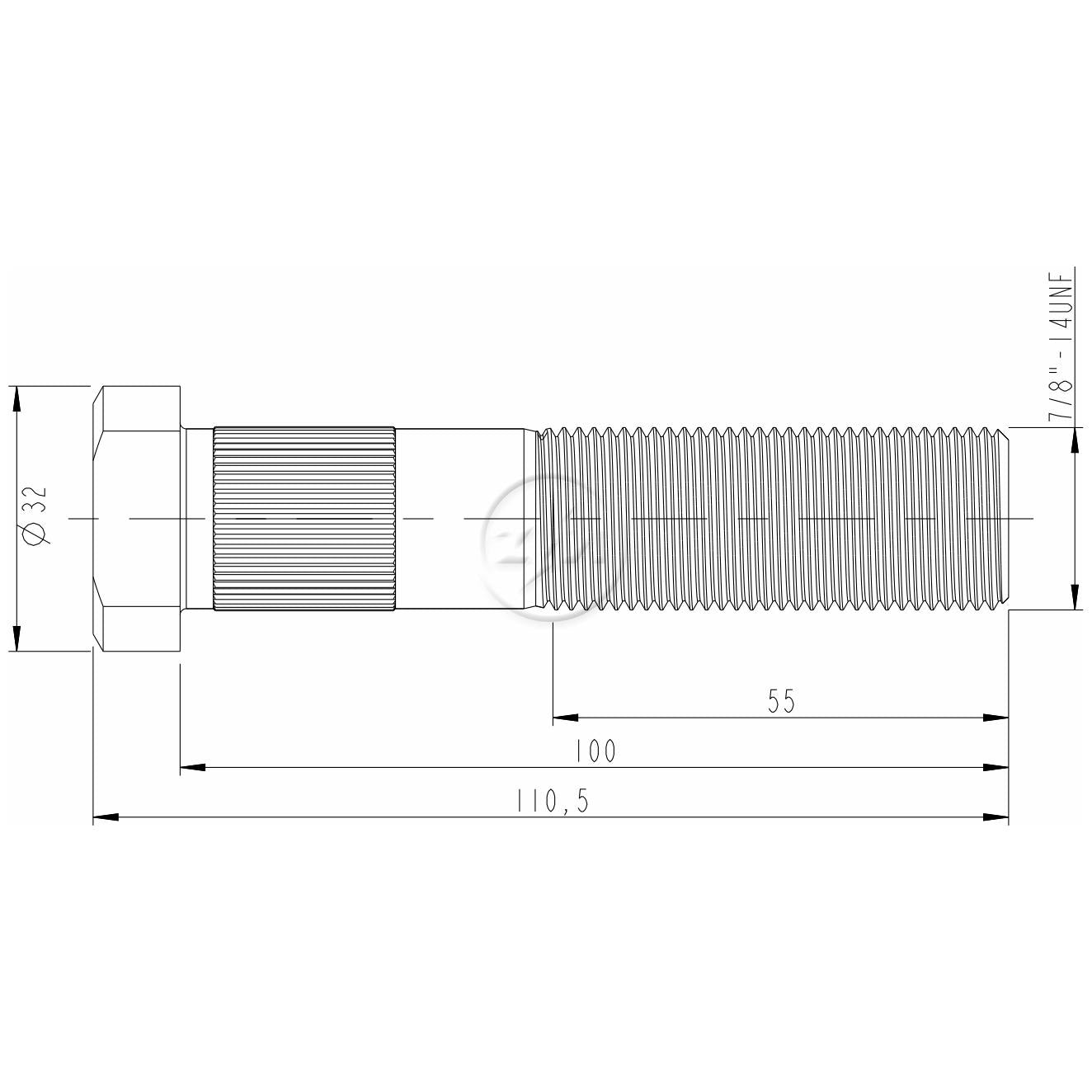 Kit 40 Parafuso de Roda 7/8"-14UNF x 100/110,5 - (2)