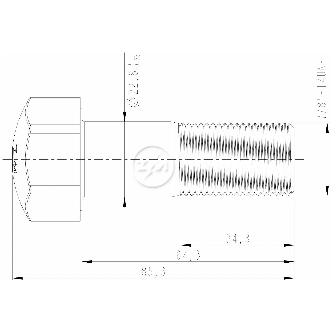 Kit 25 Parafuso da Esteira 7/8"-14UNF x 2,17/32" - (2)