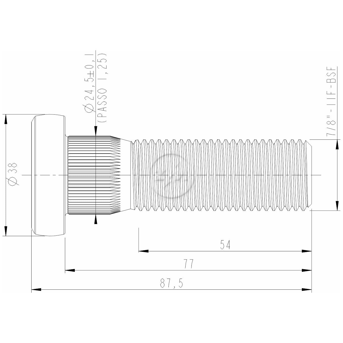Kit 25 Parafuso de Roda 7/8"-11BSF x 77/87,5 - (2)