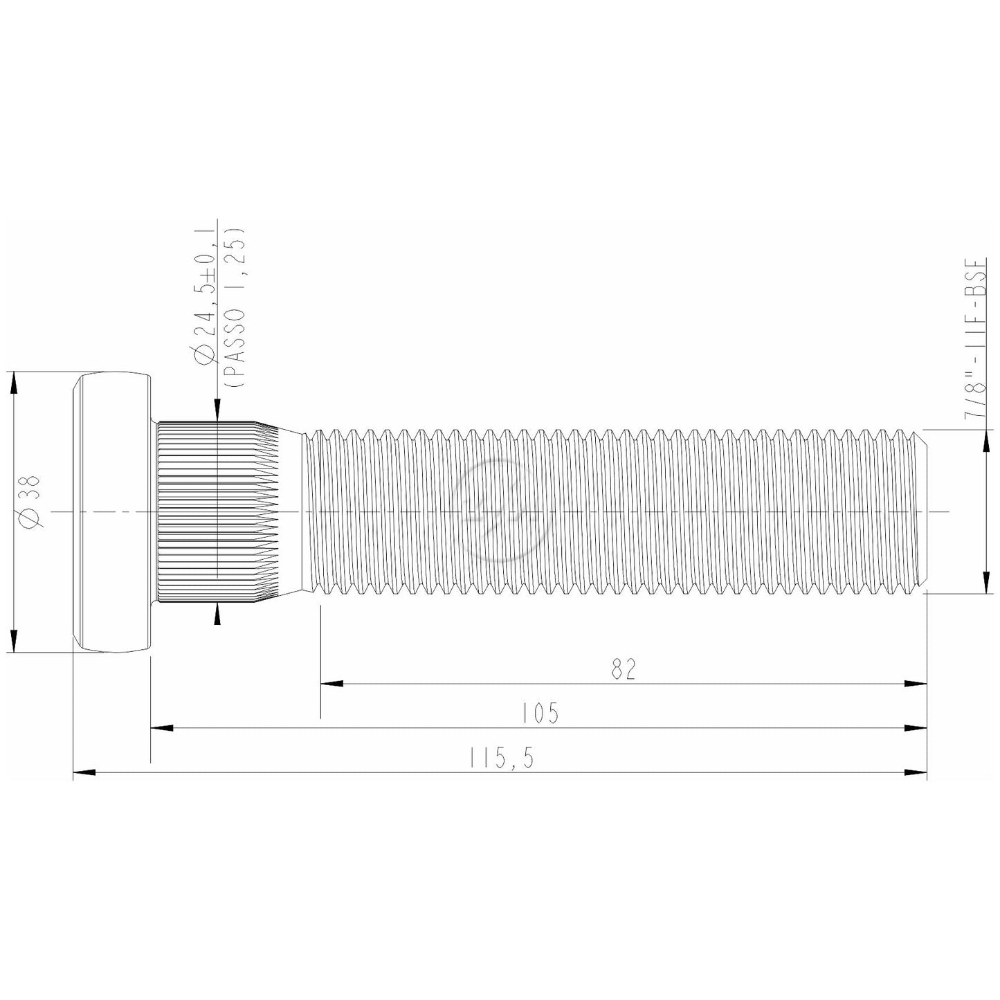Kit 30 Parafuso de Roda 7/8"-11BSF x 105/115,5 - (2)