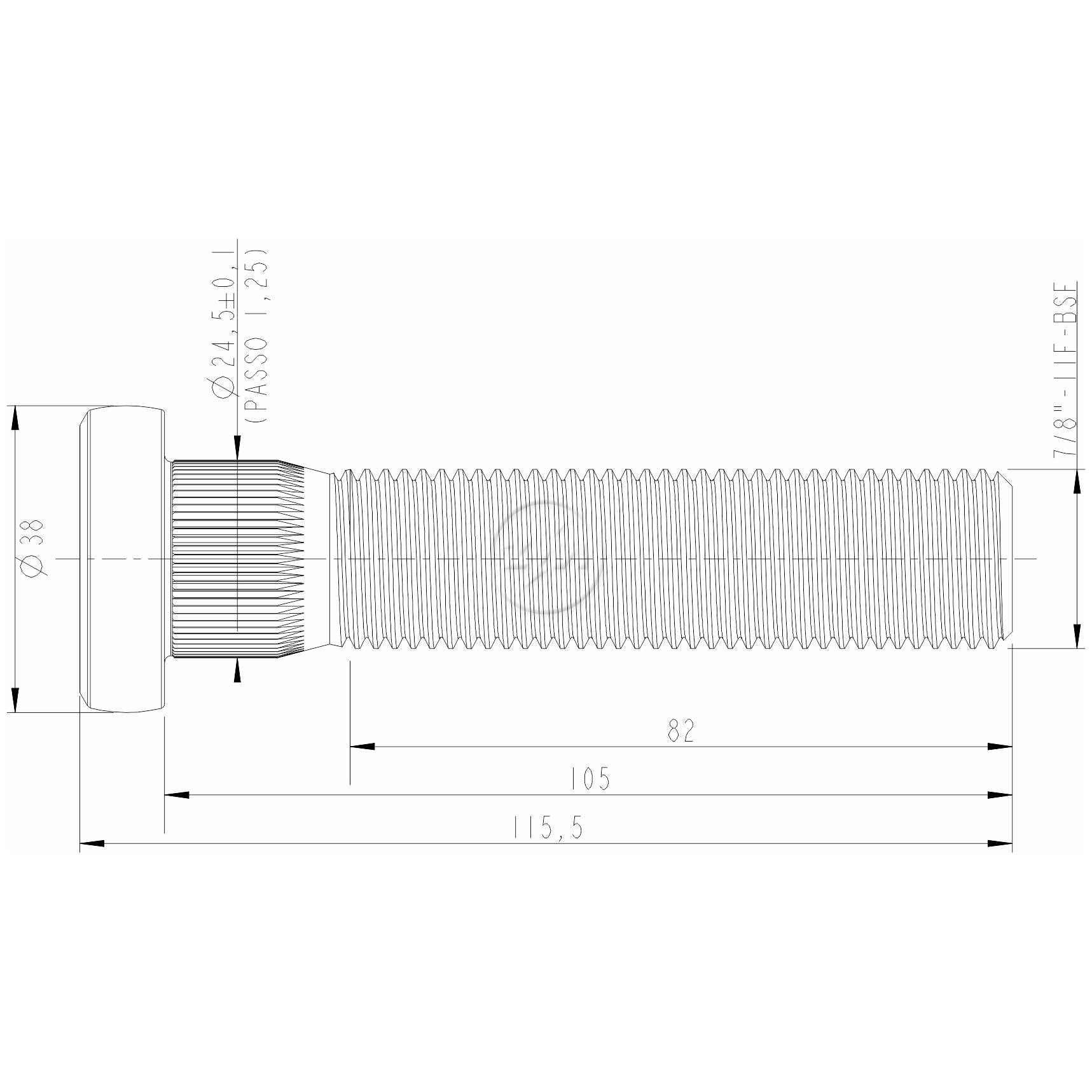 Kit 30 Parafuso de Roda 7/8"-11BSF x 105/115,5 - (2)